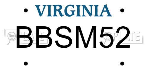 BBSM52 Virginia License Plate