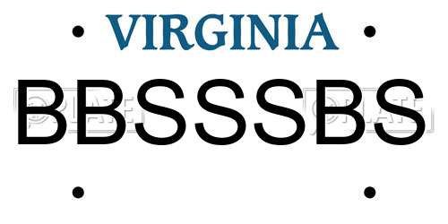 BBSSSBS Virginia License Plate