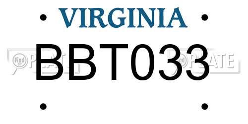 BBT033 Virginia License Plate
