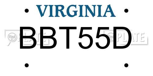BBT55D Virginia License Plate