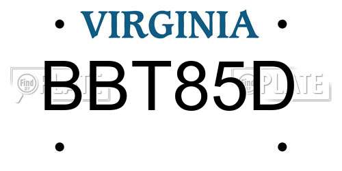 BBT85D Virginia License Plate