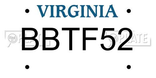 BBTF52 Virginia License Plate