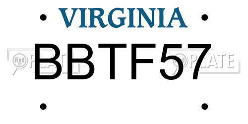 BBTF57 Virginia License Plate