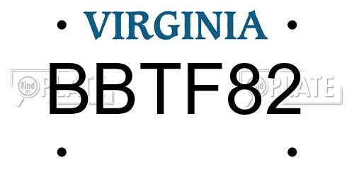 BBTF82 Virginia License Plate