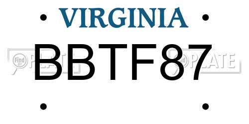 BBTF87 Virginia License Plate
