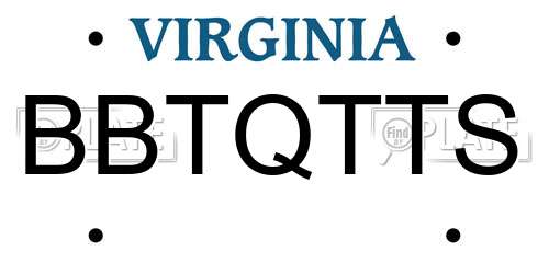 BBTQTTS Virginia License Plate