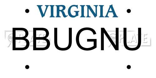 BBUGNU Virginia License Plate