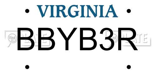 BBYB3R Virginia License Plate