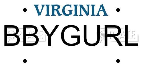 BBYGURL Virginia License Plate