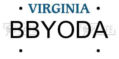 BBYODA Virginia License Plate