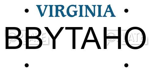BBYTAHO Virginia License Plate