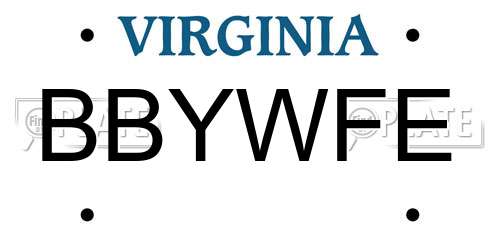 BBYWFE Virginia License Plate