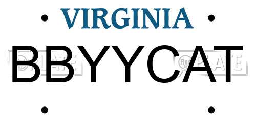 BBYYCAT Virginia License Plate