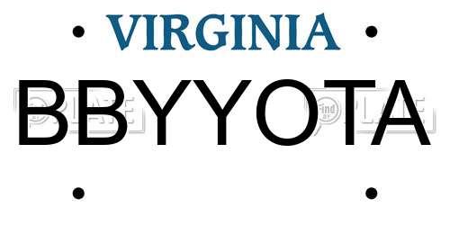 BBYYOTA Virginia License Plate