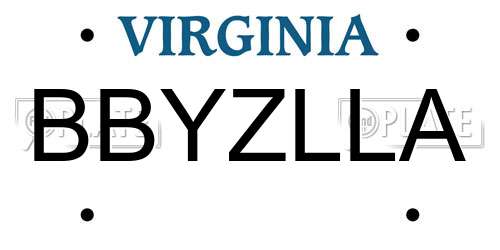 BBYZLLA Virginia License Plate