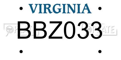 BBZ033 Virginia License Plate
