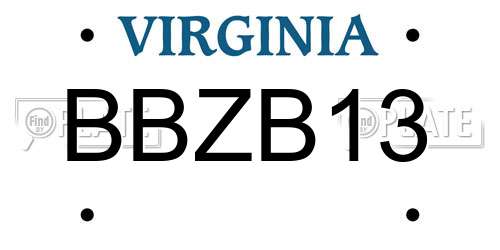 BBZB13 Virginia License Plate