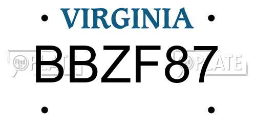 BBZF87 Virginia License Plate