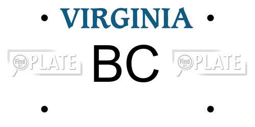 BC Virginia License Plate
