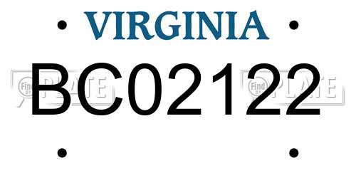 BC02122 Virginia License Plate