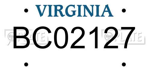 BC02127 Virginia License Plate