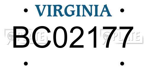 BC02177 Virginia License Plate