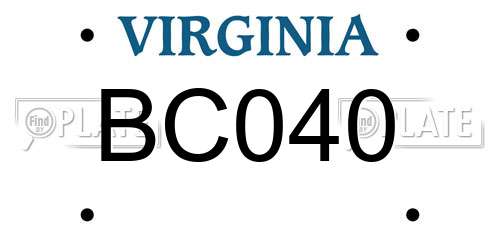 BC040 Virginia License Plate