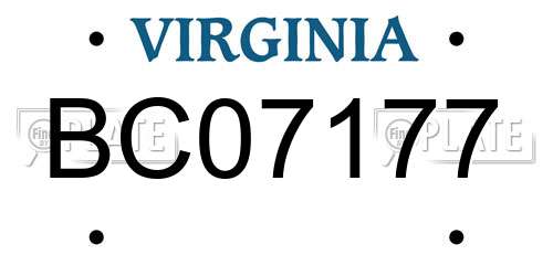 BC07177 Virginia License Plate