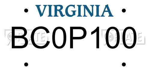 BC0P100 Virginia License Plate