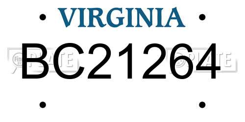 BC21264 Virginia License Plate