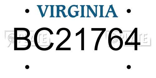 BC21764 Virginia License Plate