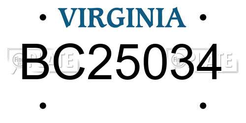 BC25034 Virginia License Plate