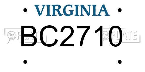 BC2710 Virginia License Plate