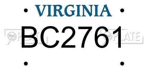 BC2761 Virginia License Plate
