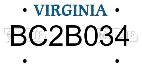 BC2B034 Virginia License Plate