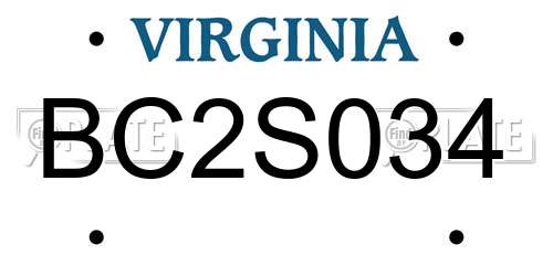 BC2S034 Virginia License Plate