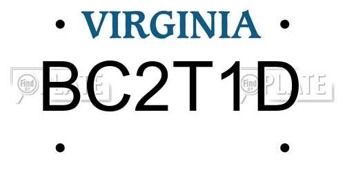 BC2T1D Virginia License Plate
