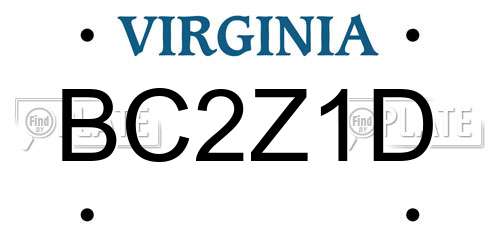 BC2Z1D Virginia License Plate
