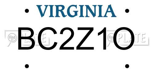 BC2Z1O Virginia License Plate