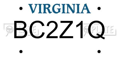 BC2Z1Q Virginia License Plate
