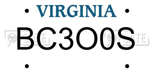 BC3O0S Virginia License Plate