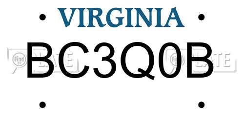 BC3Q0B Virginia License Plate