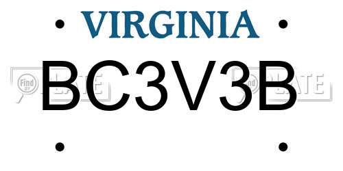 BC3V3B Virginia License Plate