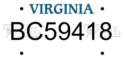BC59418 Virginia License Plate