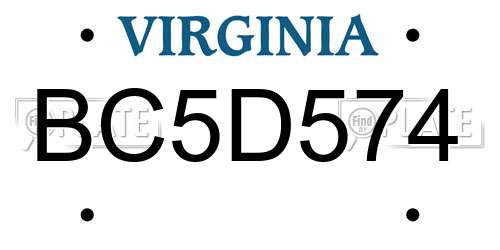 BC5D574 Virginia License Plate