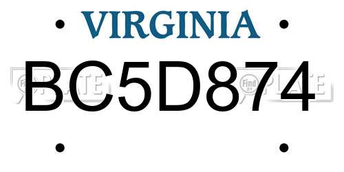 BC5D874 Virginia License Plate