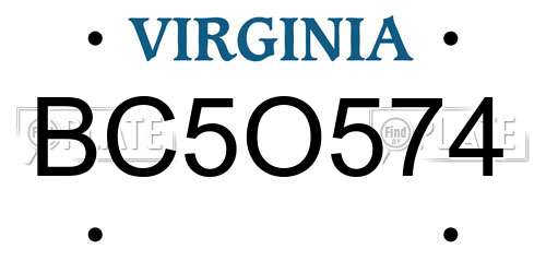 BC5O574 Virginia License Plate
