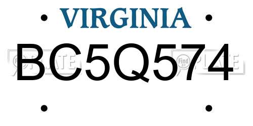 BC5Q574 Virginia License Plate