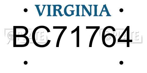 BC71764 Virginia License Plate