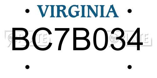 BC7B034 Virginia License Plate